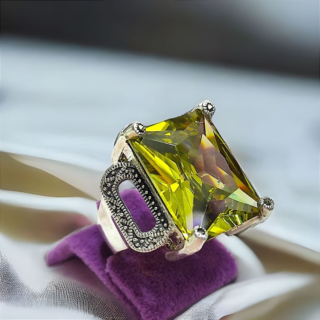 Topaz ve Markiz Taşlı İthal  Gümüş Yüzük