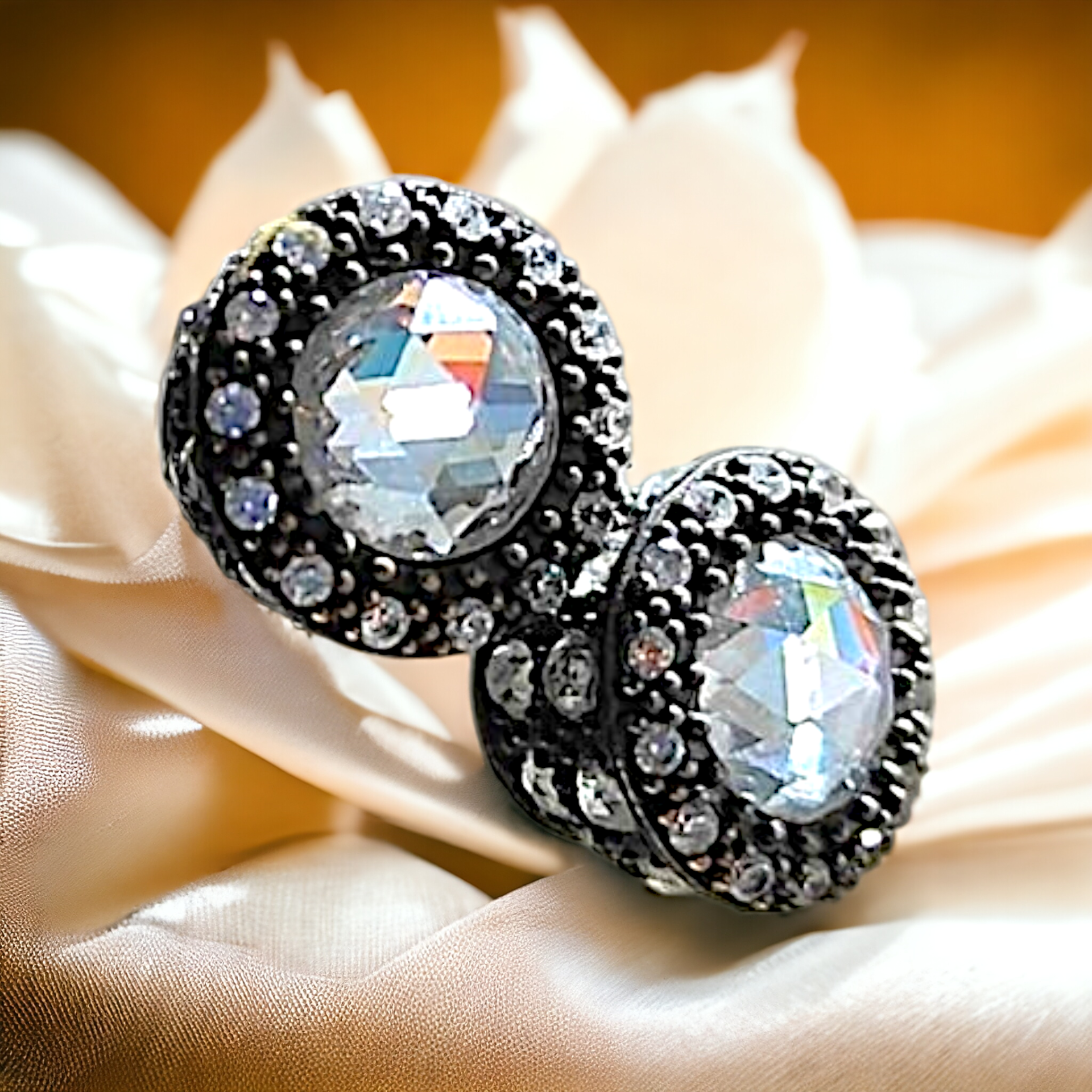 Elmas Montur Altın kaplamalı Gümüş Kolye Küpe Set