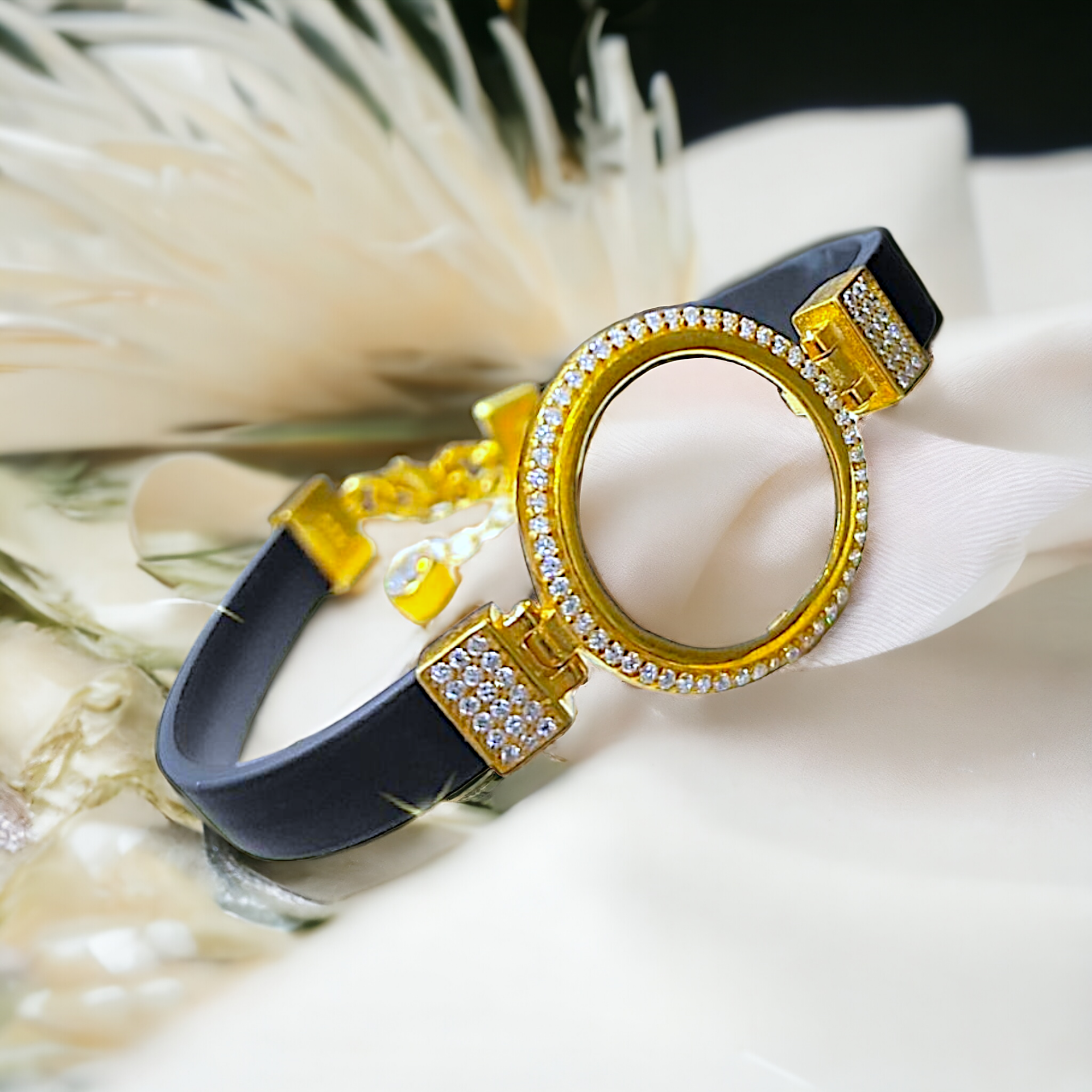 Deri , Gümüş Üzerine Altın kaplamalı BİLEKlik