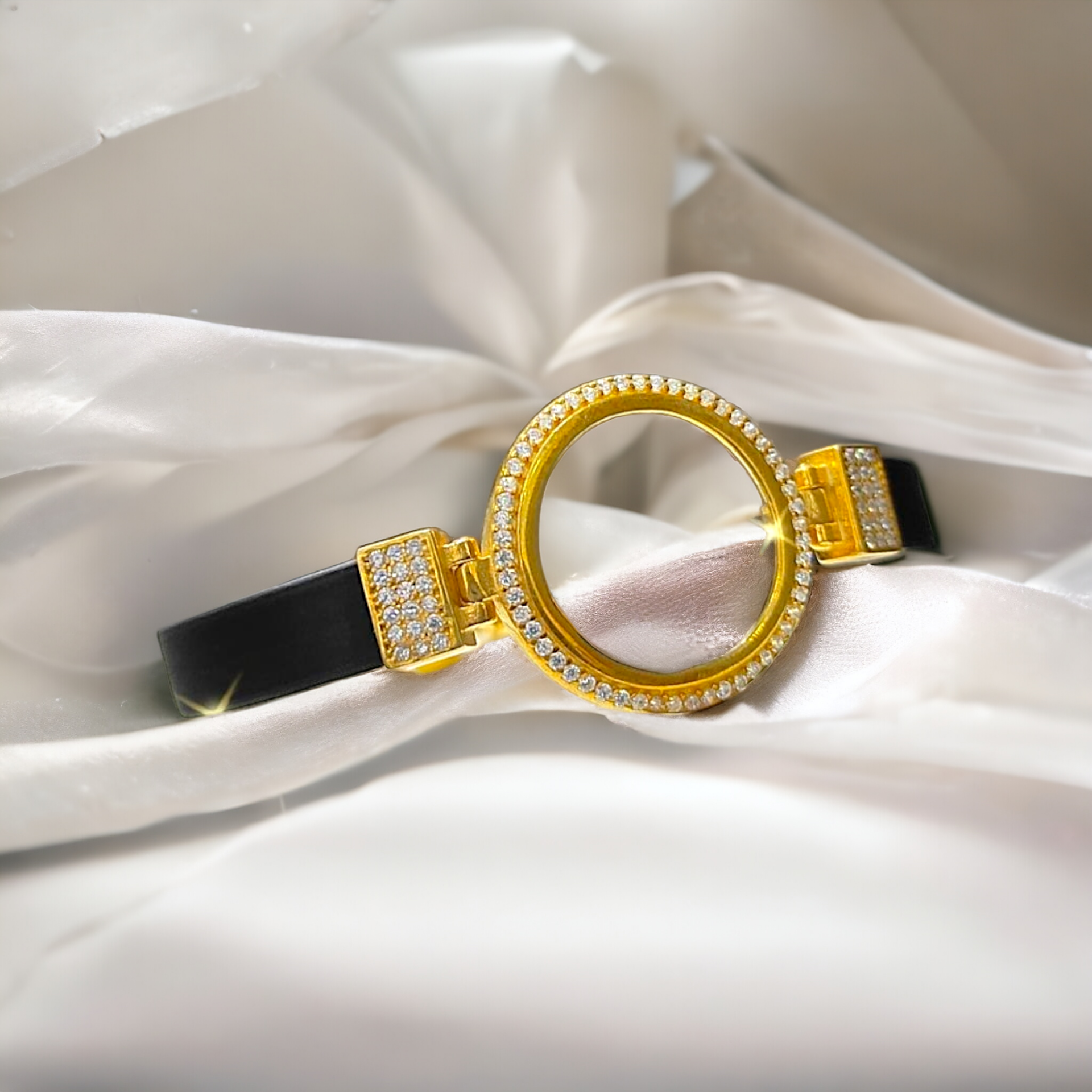 Deri , Gümüş Üzerine Altın kaplamalı BİLEKlik