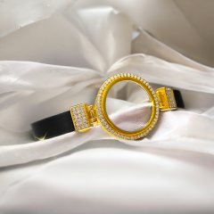 Deri , Gümüş Üzerine Altın kaplamalı BİLEKlik