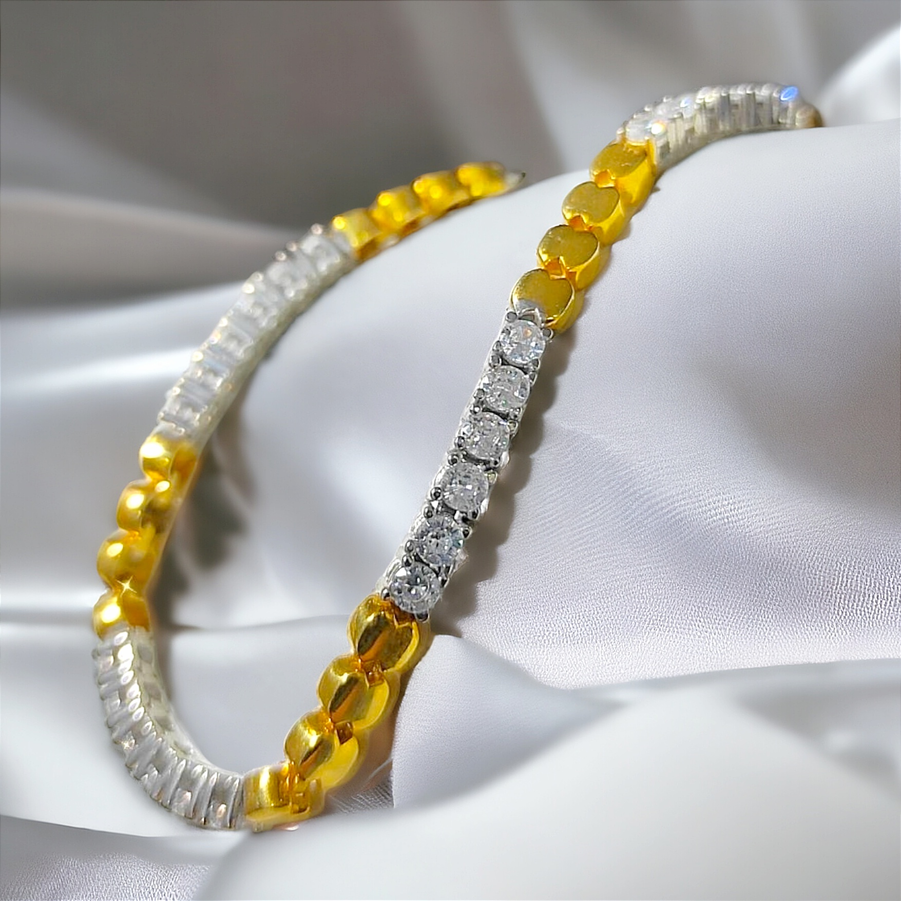 Swarovski Taşlı Altın kaplamalı Gümüş Suyolu Bileklik