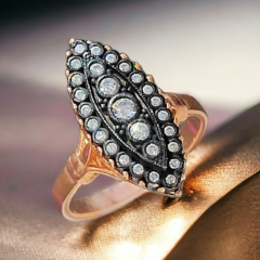 Elmas işçiliği Altın kaplama Gümüş Mekik Yüzük