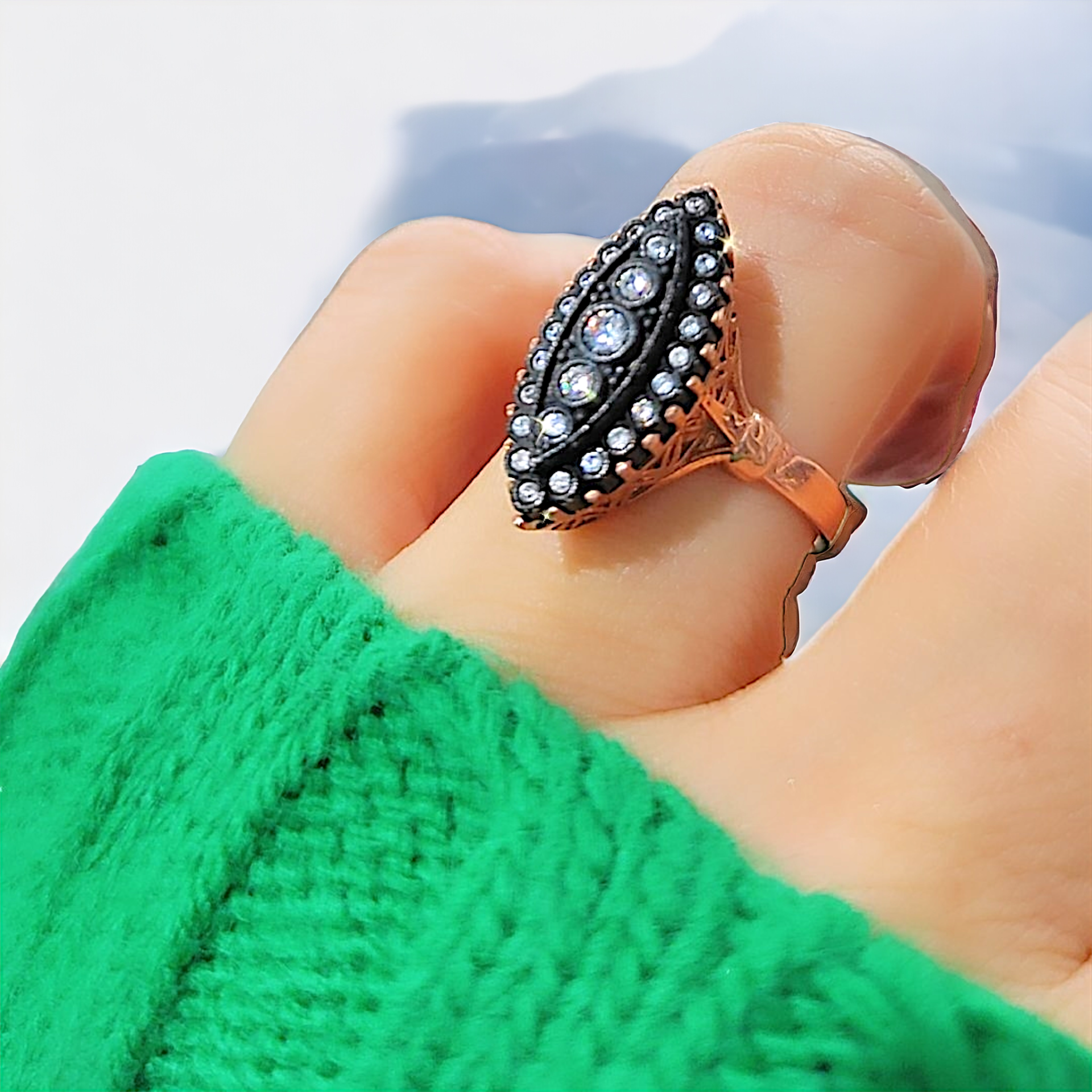 Elmas işçiliği Altın kaplama Gümüş Mekik Yüzük