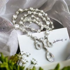 Swarovski Damla Taşlı Tek Tasarım İthal Gümüş Kolye