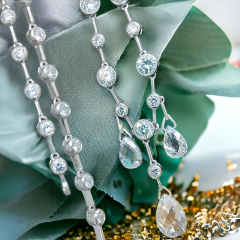 Swarovski Damla Taşlı Tek Tasarım İthal Gümüş Kolye