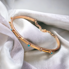 Firuze Taşlı Rose Gümüş Kelepçe Bilezik