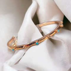 Firuze Taşlı Rose Gümüş Kelepçe Bilezik