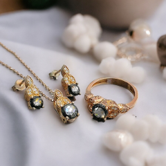 Elmas Montur Altın kaplamalı Gümüş Set