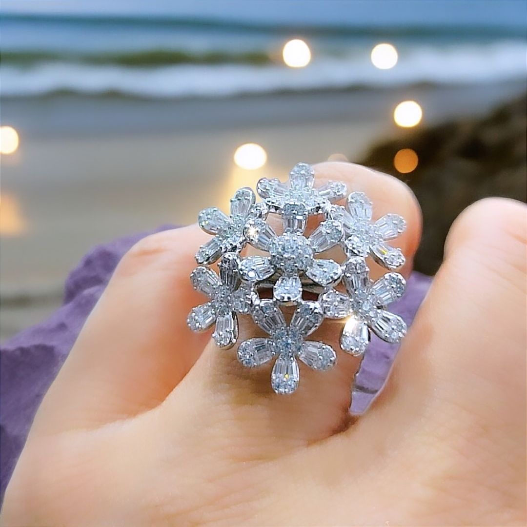 Swarovski Bagety Taşlı, Altın kaplamalı Gümüş Yüzük