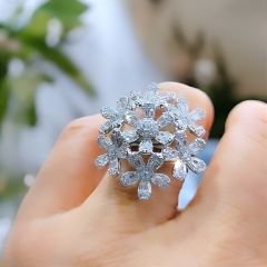 Swarovski Bagety Taşlı, Altın kaplamalı Gümüş Yüzük