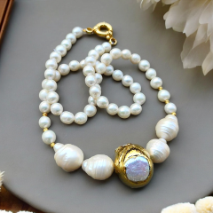 Hakiki inci Tek Tasarım, Altın Rodajlı Gümüş Kolye