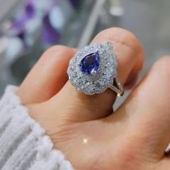 Safir Damla Model Gümüş Altın Kaplamalı Yüzük