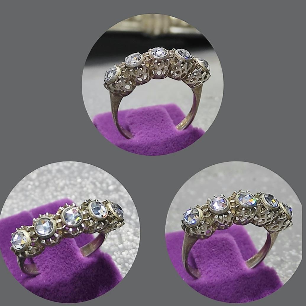 SWAOVSKİ TAŞLI TASARIM 5 TAŞ GÜMÜŞ YÜZÜK