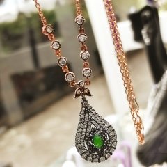 AKİK TAŞLI TASARIM GÜMÜŞ KOLYE