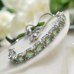 Zultanite Taşlı, Altın Kaplamalı Renk Değiştiren Asansörlü Bileklik