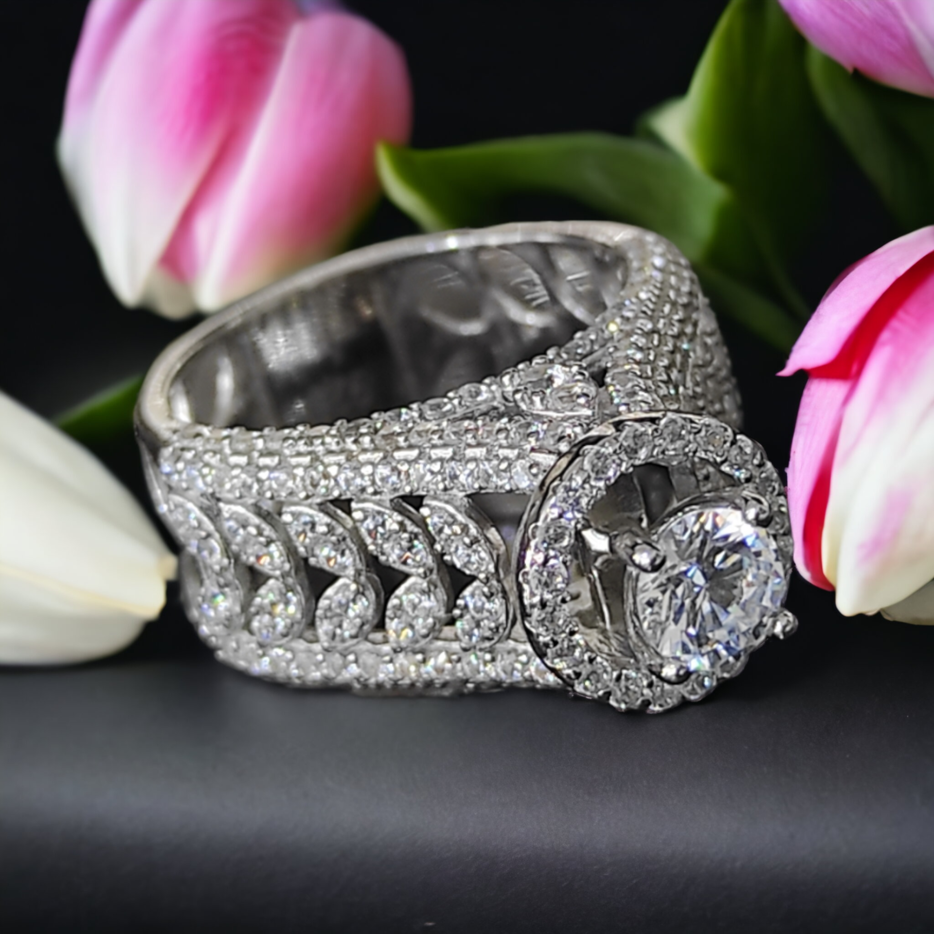 Swarovski Taşlı Altın Kaplamalı Gümüş Yüzük