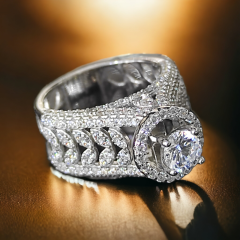 Swarovski Taşlı Altın Kaplamalı Gümüş Yüzük