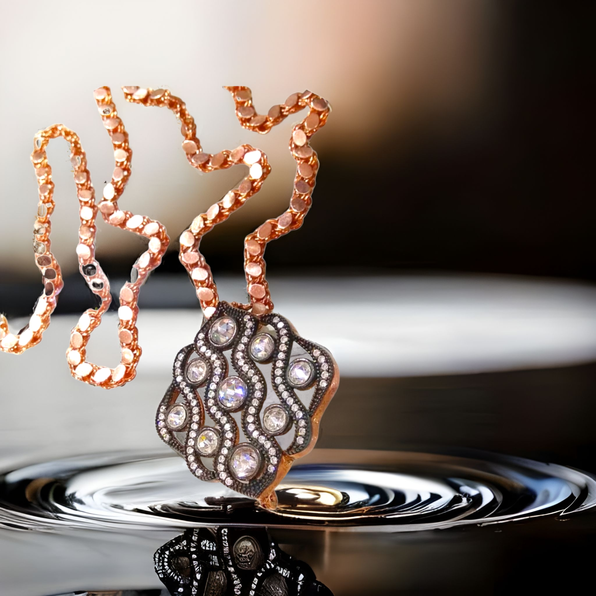 Elmas Montur ,Arpa zincirli Altın kaplamalı Gümüş Kolye