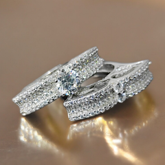 Swarovski Taşlı Altın Rodajlı Gümüş Yüzük Set