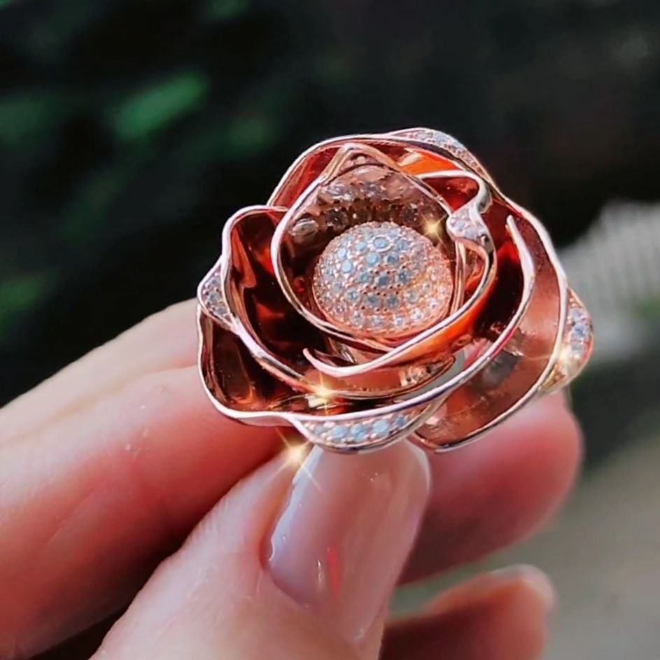 Gül Model Tasarım Rose Gümüş İthal Yüzük