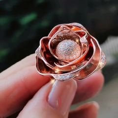 Gül Model Tasarım Rose Gümüş İthal Yüzük