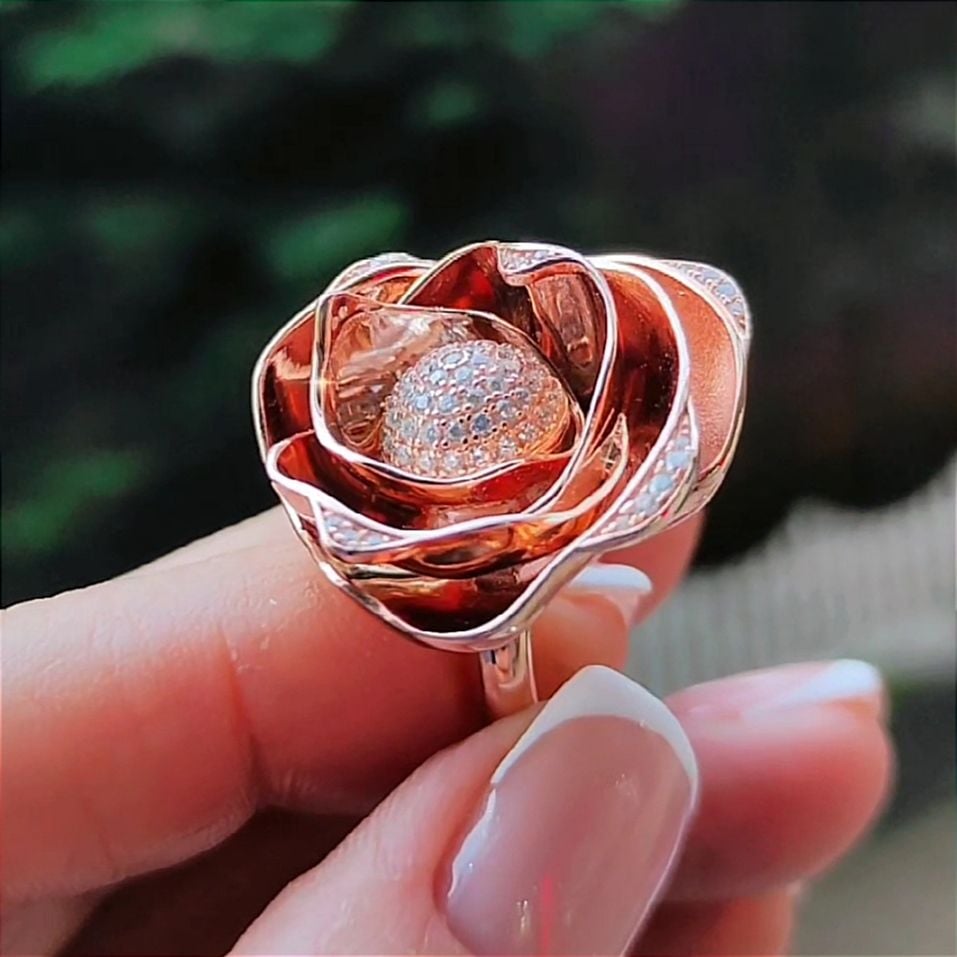 Gül Model Tasarım Rose Gümüş İthal Yüzük