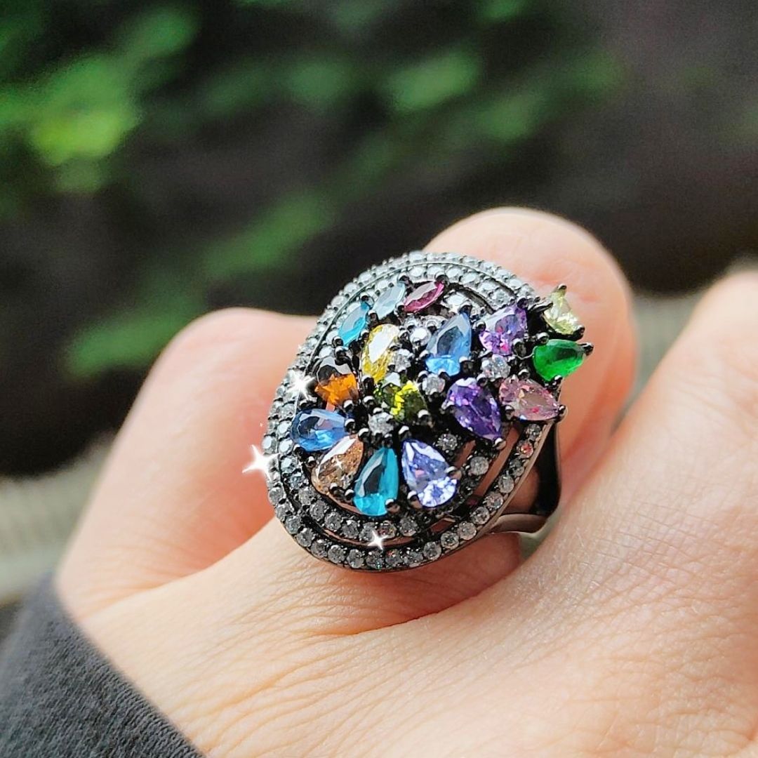 Doğal Taşlı,İthal Tasarım Gümüş Yüzük