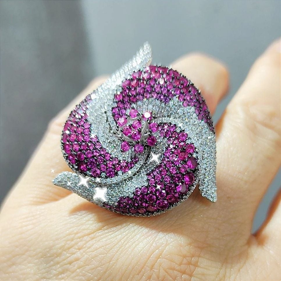 Swarovski Taşlı İthal Tasarım Gümüş Yüzük