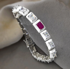 Yakut ve oniks Taşlı İthal Tasarım Gümüş Bileklik