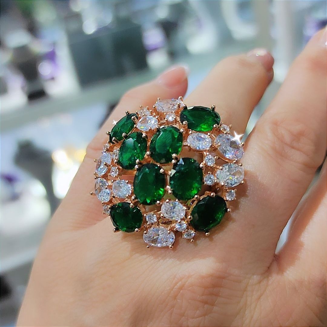 Swarovski Taşlı Rose Altın Kaplamalı Gümüş Yüzük