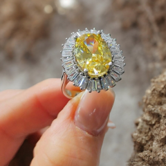 Sitrin Bagety Taşlı İthal Gümüş Yüzük