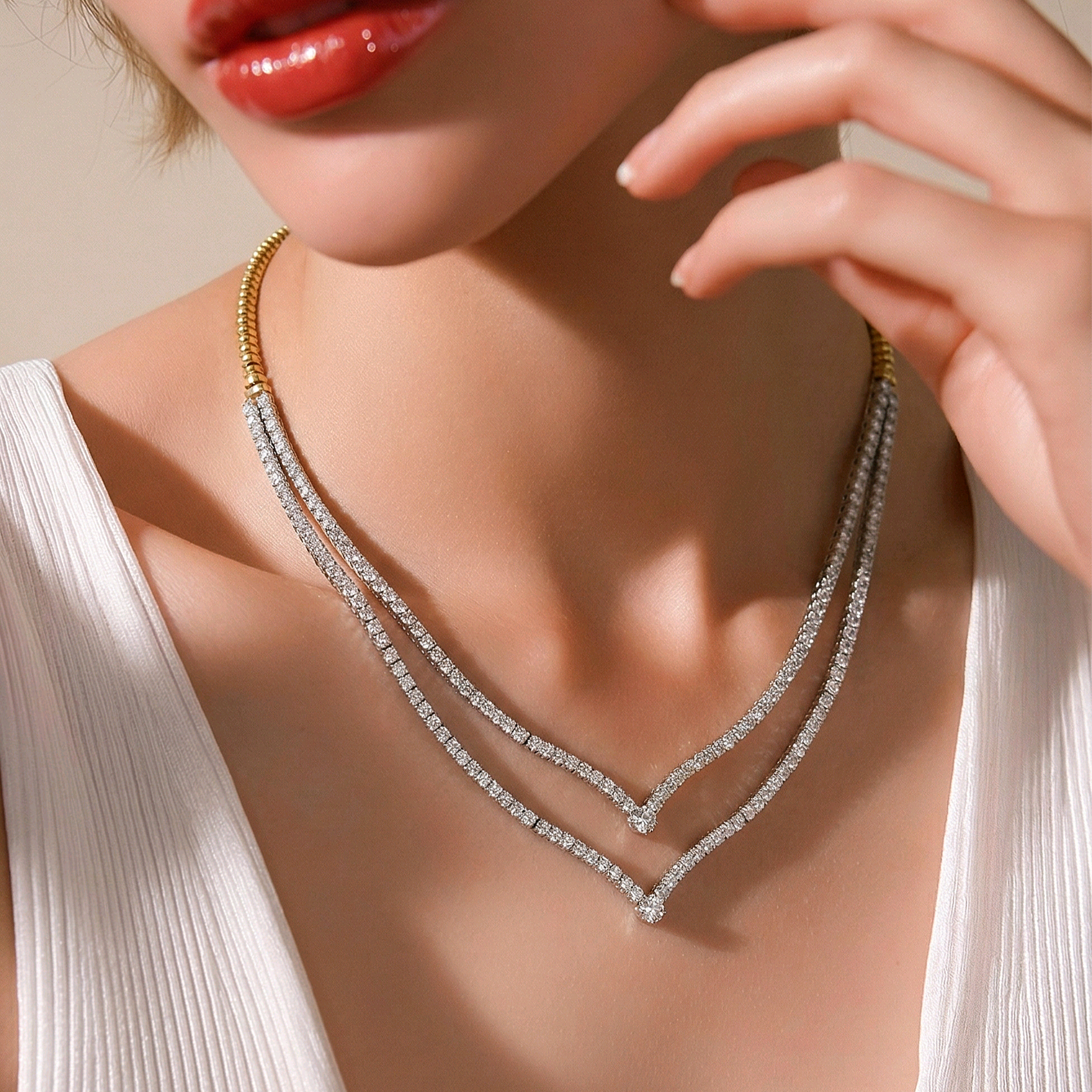 Swarovski Taşlı Altın Kaplamalı Gümüş Kolye