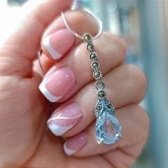 Markazit ve Swarovski Taşlı İthal Gümüş Set