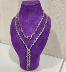 Swarovski taşlı GÜMÜŞ ÜZERİ ALTIN KAPLAMALI KOLYE