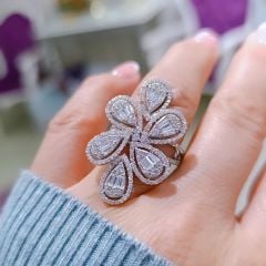 Swarovski Bagety Taşlı Altın Rodajlı Gümüş Yüzük