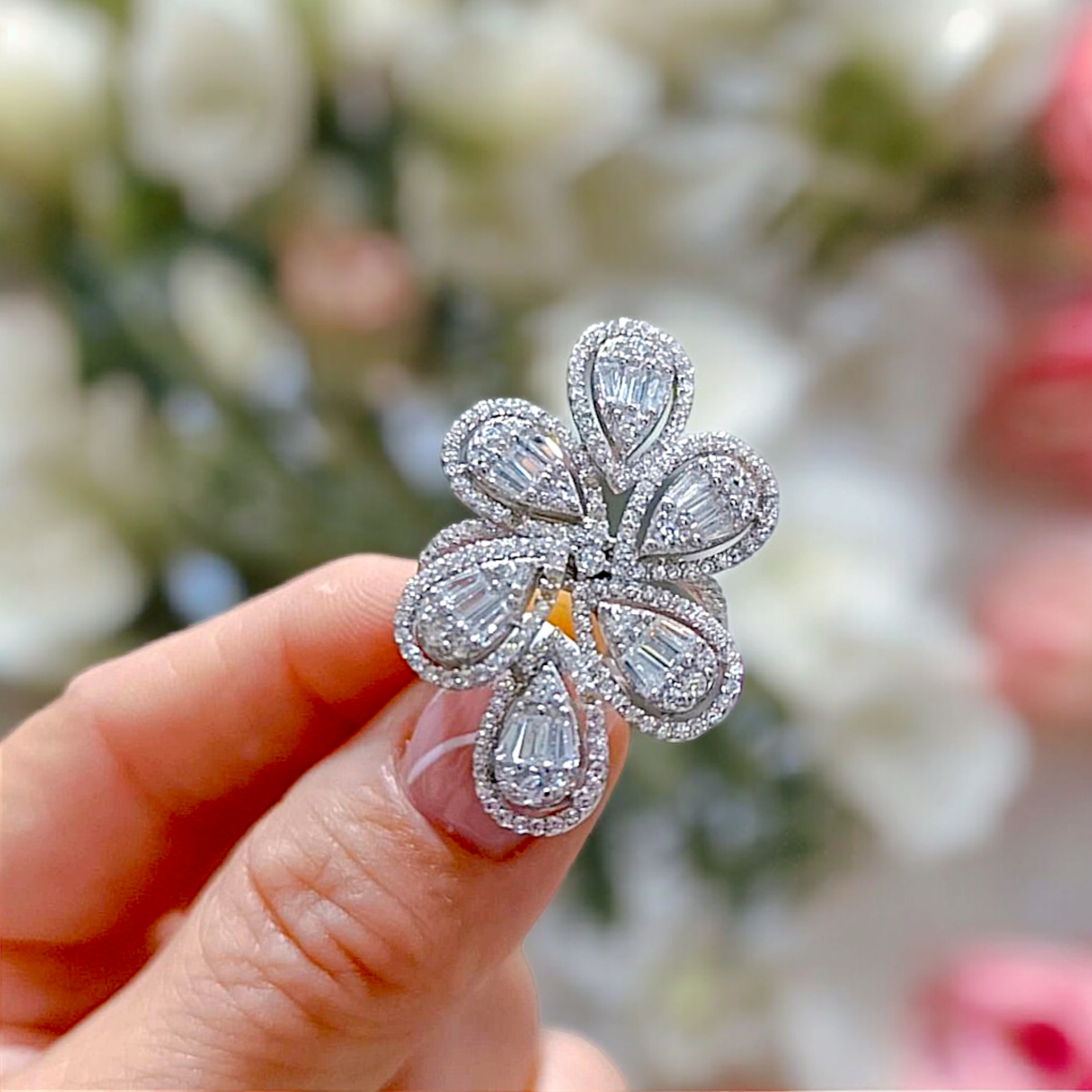 Swarovski Bagety Taşlı Altın Rodajlı Gümüş Yüzük