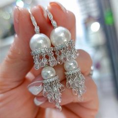 İnci ve Swarovski Taşlı İthal Gümüş Küpe