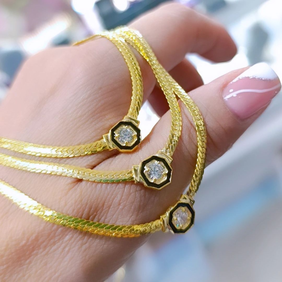 Hasır model Altin Rodajlı Gümüş Kolye