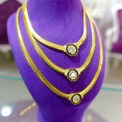 Hasır model Altin Rodajlı Gümüş Kolye