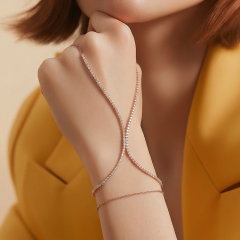 Swarovski Taşlı , Rose Altın Rodajlı Suyolu Gümüş Şahmeran