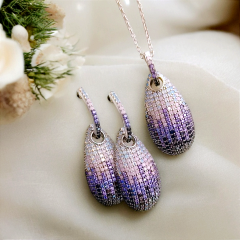 Ametist Swarovski Taşlı İthal Gümüş Set