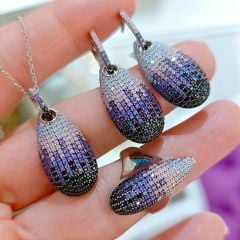 Ametist Swarovski Taşlı İthal Gümüş Set