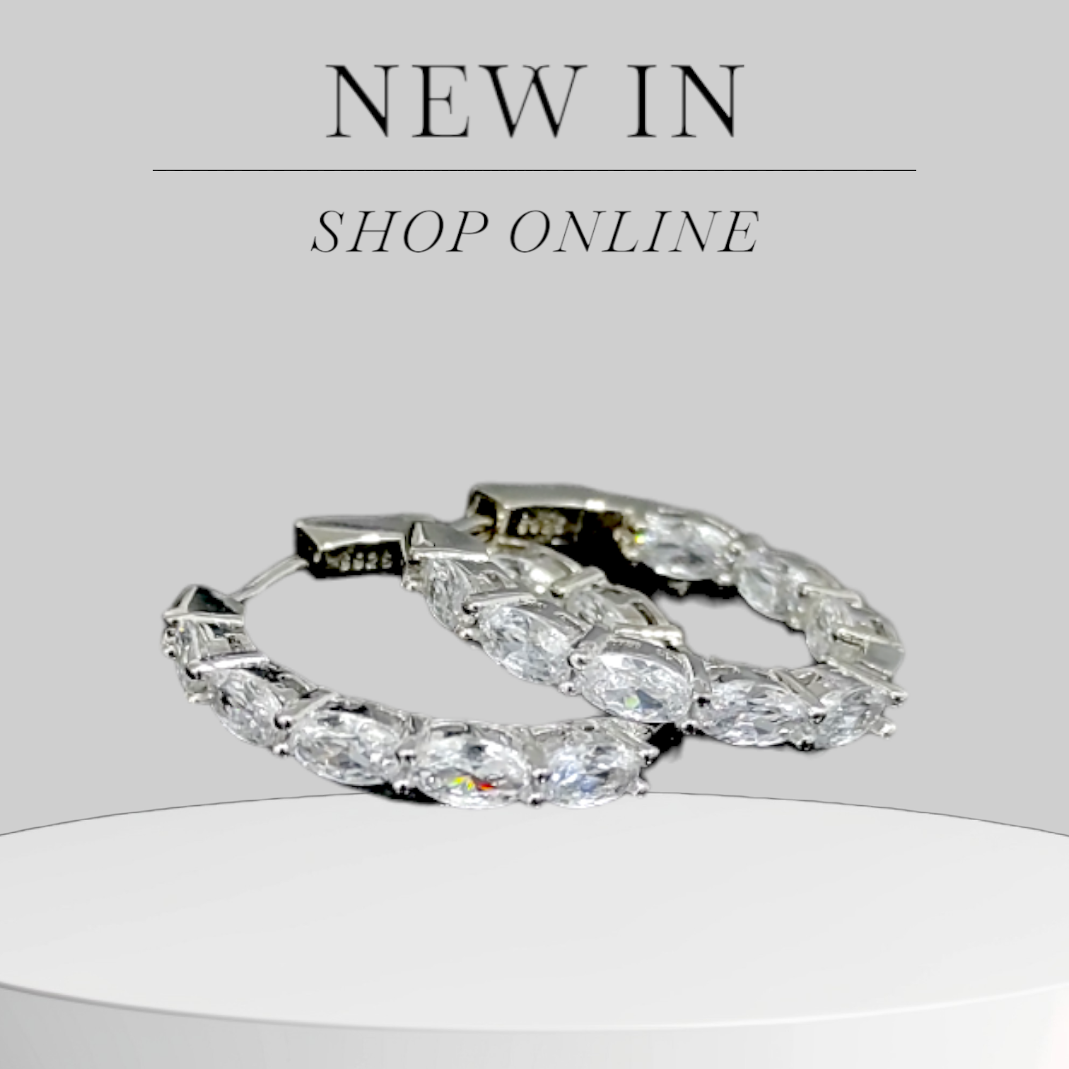 Swarovski oval Taşlı Altın Rodajlı Halka Küpe