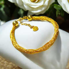 Burgu Model 9 sıralı,22 Ayar Altın Kaplamalı Gümüş Bileklik