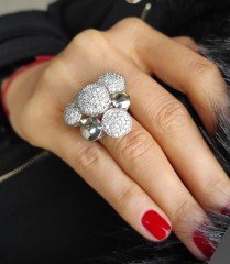 Swarovski Taşlı Altın Kaplamalı Tasarım Gümüş Yüzük