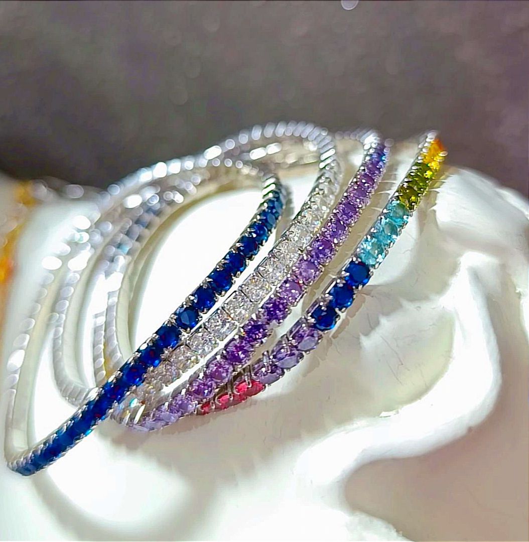 Suyolu Swarovski Taşlı Esneyen Gümüş Bileklik (adet)