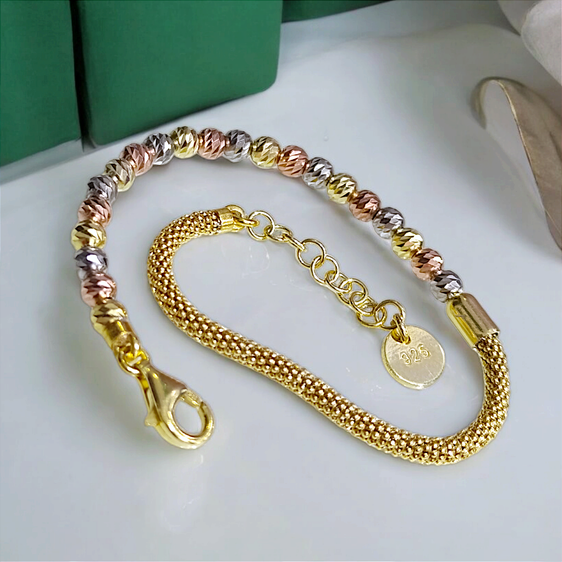 Dorica Model İthal Altın Rodajlı Gümüş Bileklik