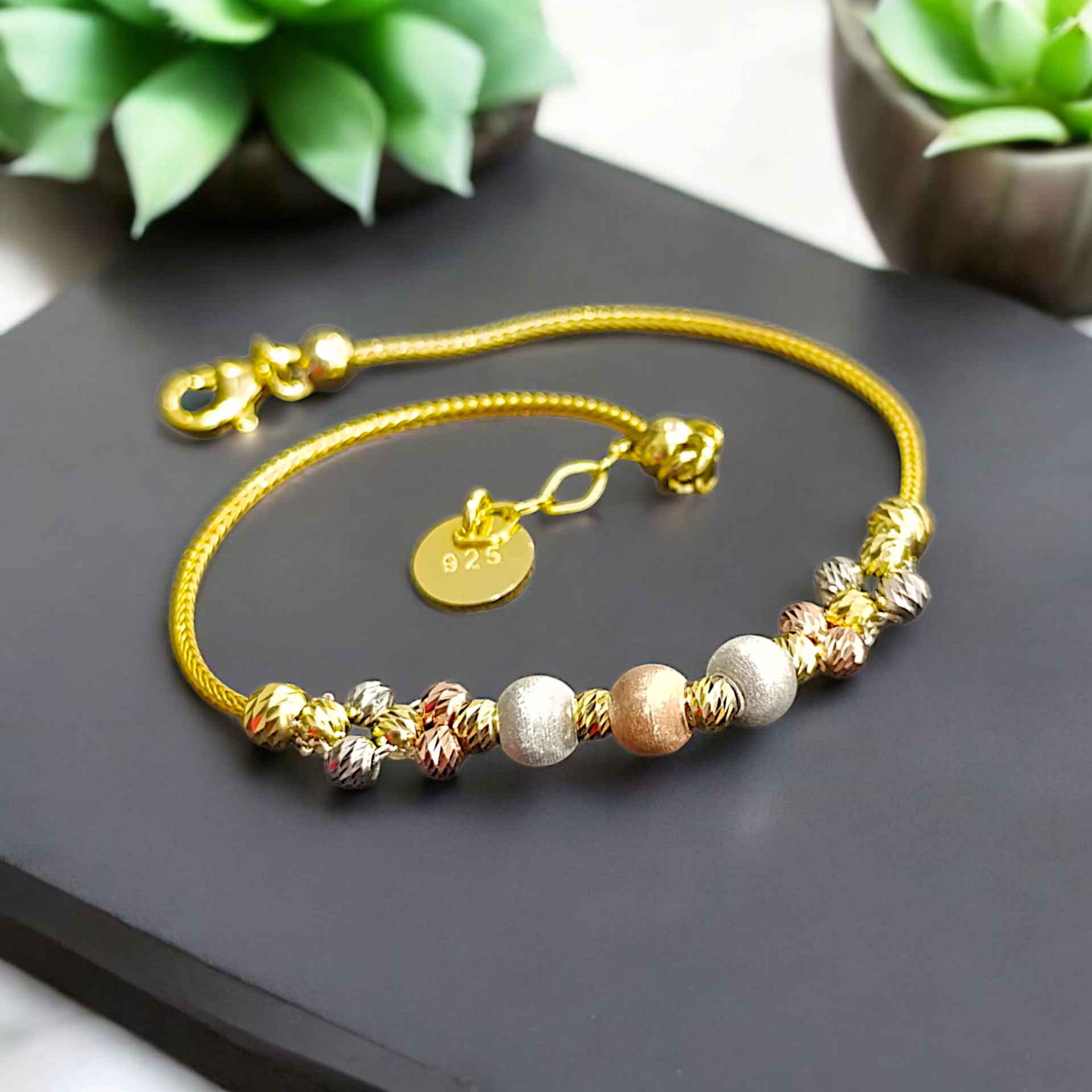 Dorica Toplu Altın Kaplamalı Gümüş Bileklik