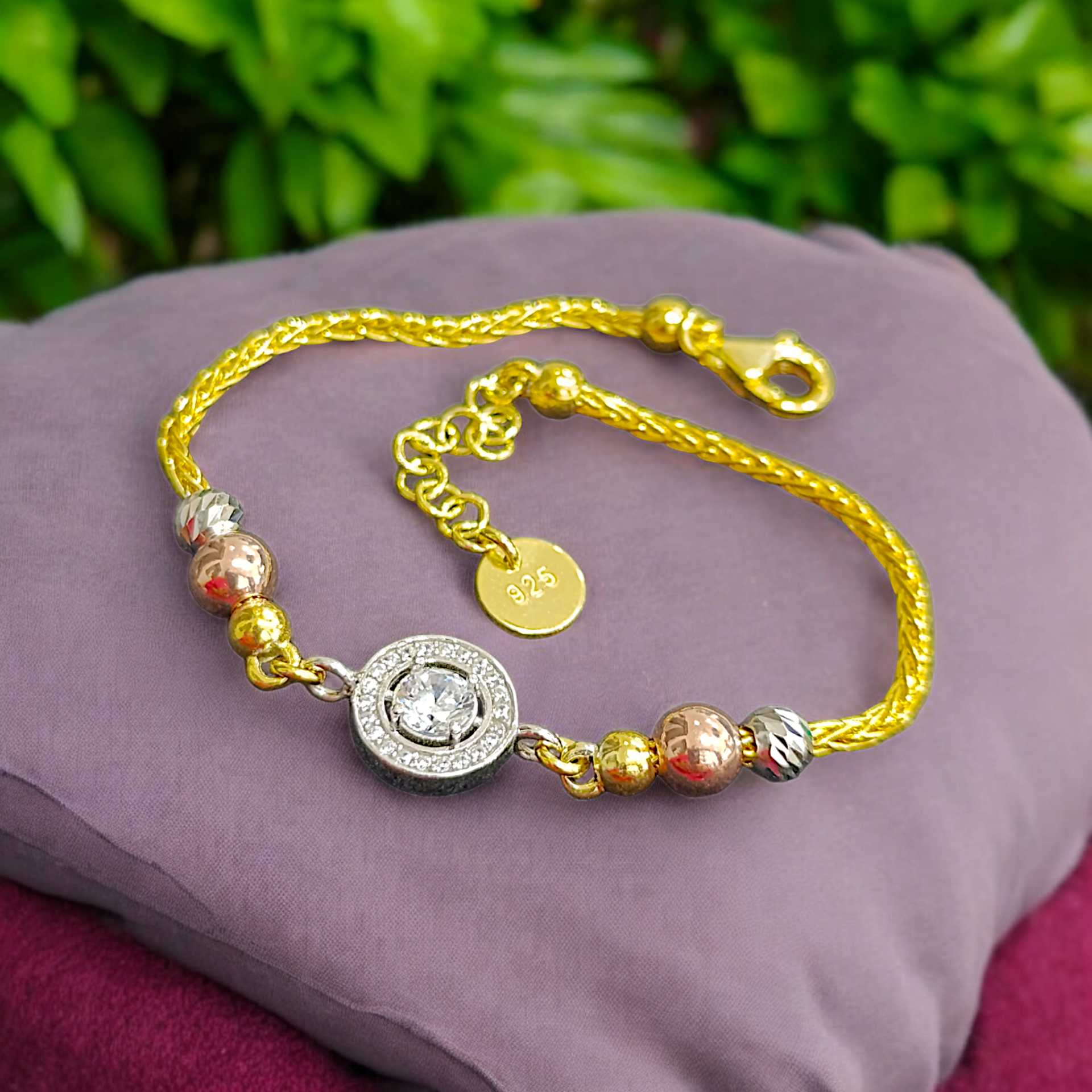 Swarovski Taşlı Dorica toplu Altın Kaplamalı Gümüş Bileklik